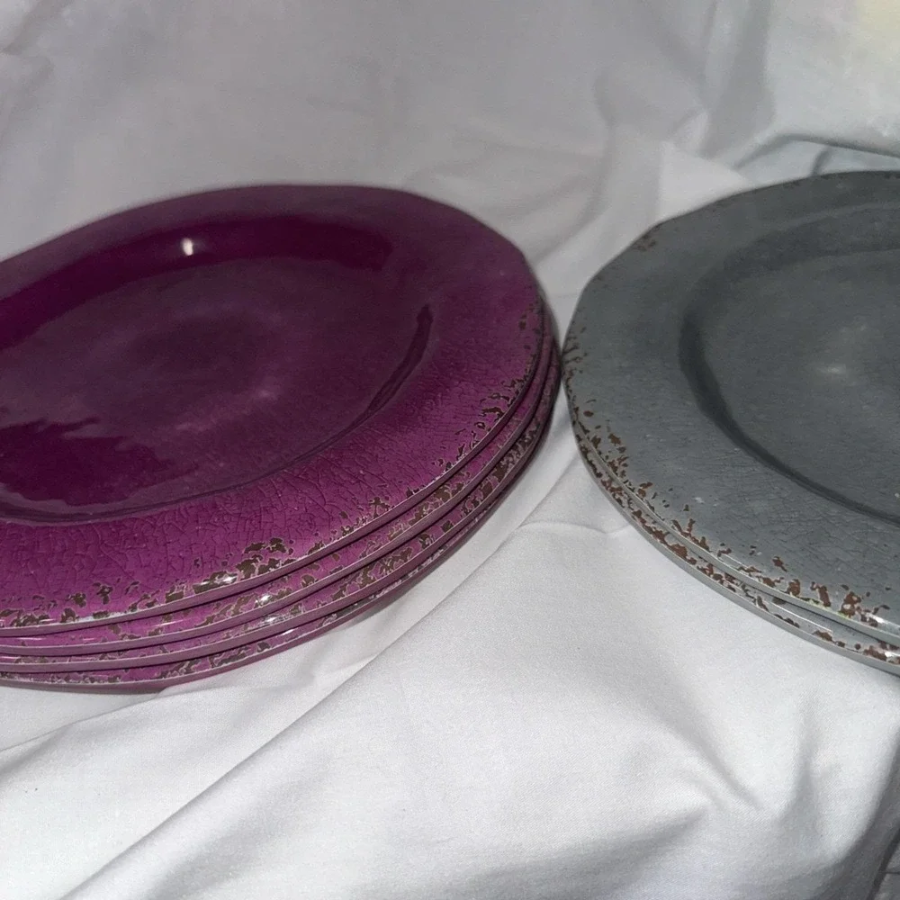 Pier 1 Pink‎ And GrayCarmelo Crackle Melamine 6- 9